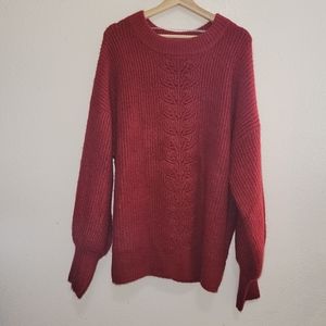 Ava & Viv Red Sweater Pullover  With Bubble  Sleeves